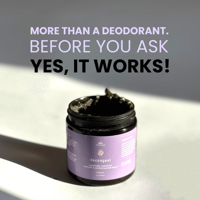 DECONGEST: Overnight Lymphatic Drainage & Natural Deodorant Balm | Aluminum-Free Night Detox - Hyaluxe Body