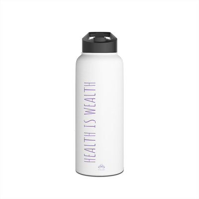 'HEALTH IS WEALTH' Stainless Steel Water Bottle - Hyaluxe Body