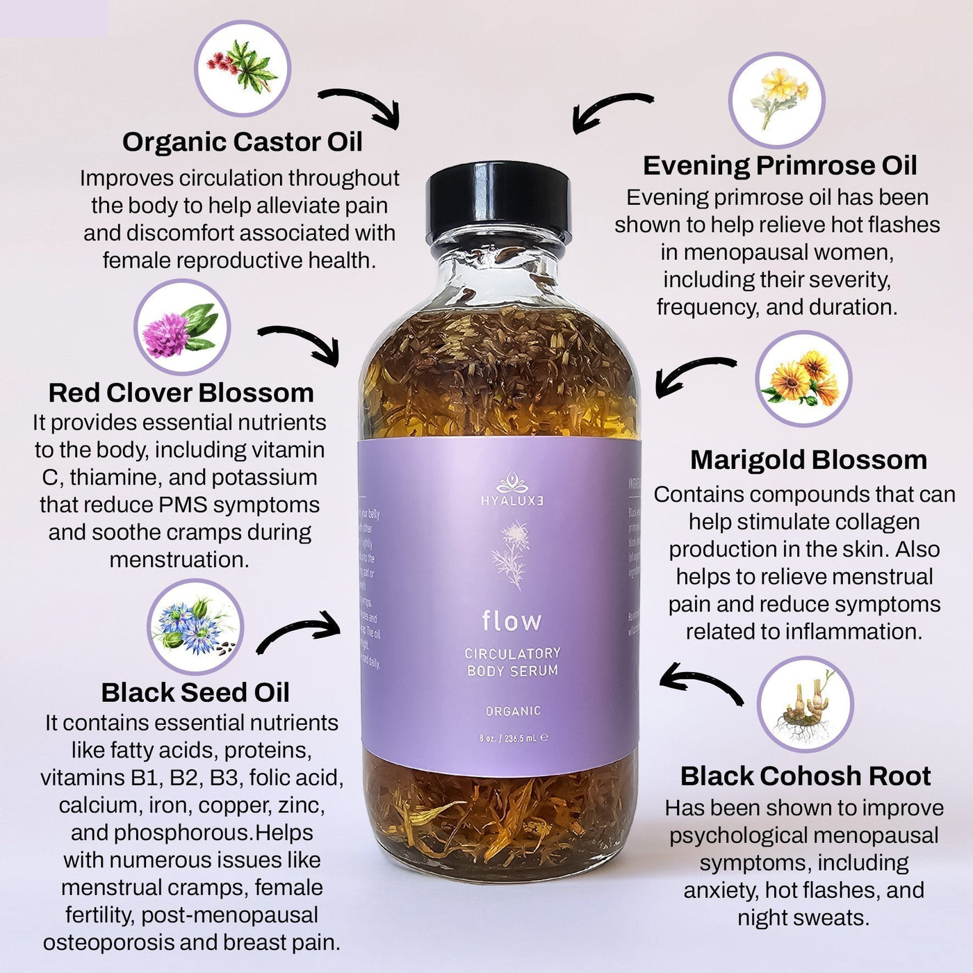 Hormone and Cortisol restoration, metabolic support, hair health and sleep support bundle with NOURISH shower elixir, FLOW circulatory serum, LUXE Mg, HOME Gut and Liver, Allure Mg Chloride, RESTORE hair serum - Hyaluxe Body