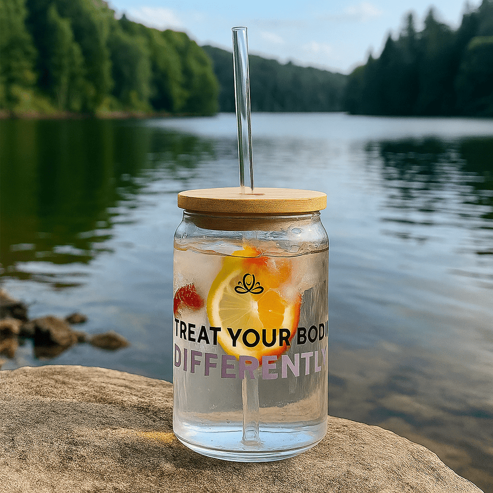 HYALUXE Sipper Glass, 16oz | Treat Your Body Differently | Eco - Friendly Drinkware - Hyaluxe Body
