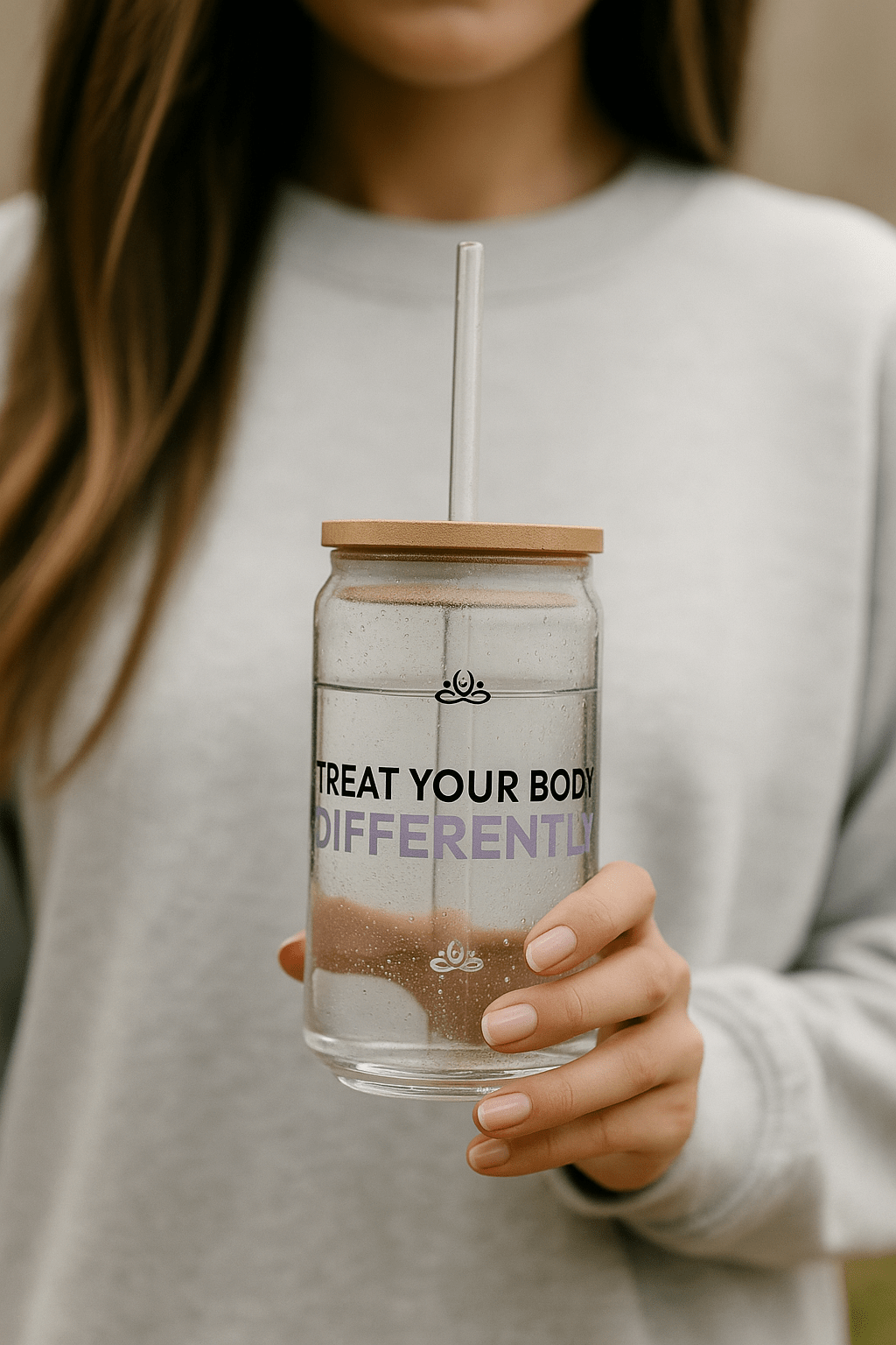 HYALUXE Sipper Glass, 16oz | Treat Your Body Differently | Eco - Friendly Drinkware - Hyaluxe Body