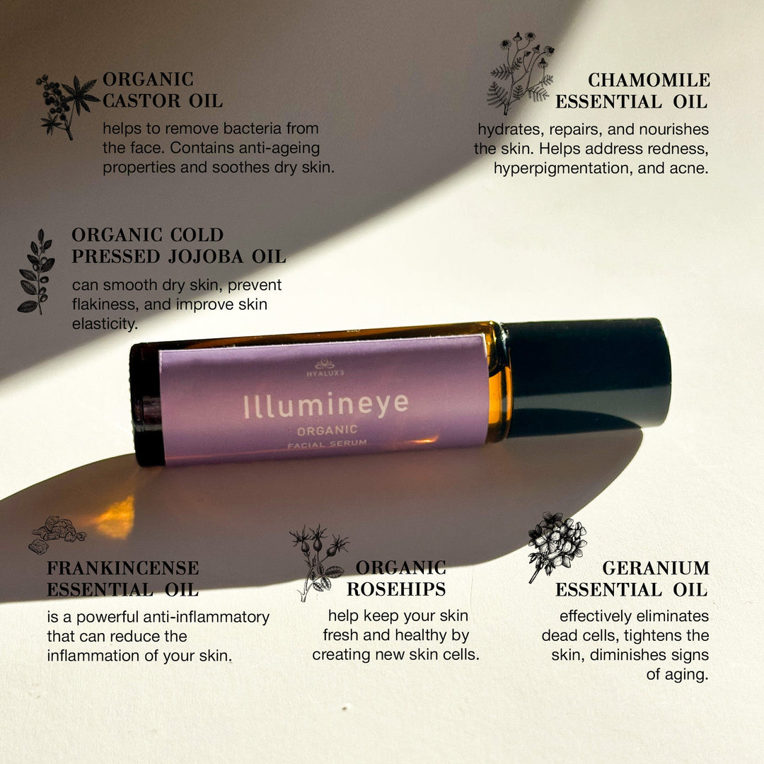 ILLUMINEYE: Roll on Enhanced Castor Blend for Face and Neck - Hyaluxe Body