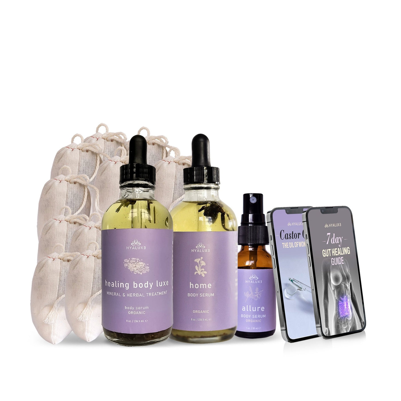 Metabolism, Digestion and Sleep Body Healing Bundle: HOME, LUXE, ALLURE and Bath Pods - Hyaluxe Body