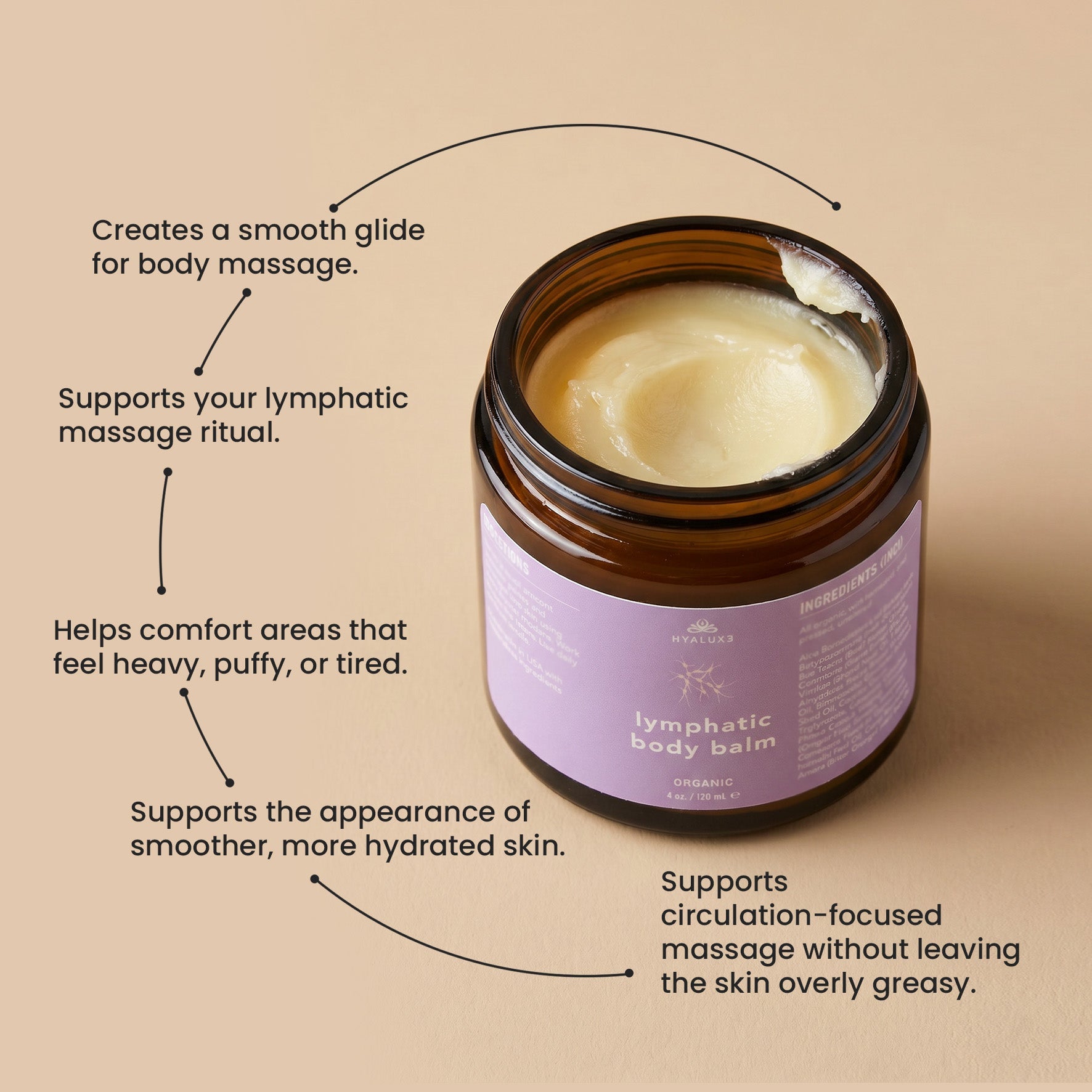*NEW* Lymphatic Drainage Body Balm | Massage Balm for Circulation, Puffiness and Lymphatic Support - Hyaluxe Body