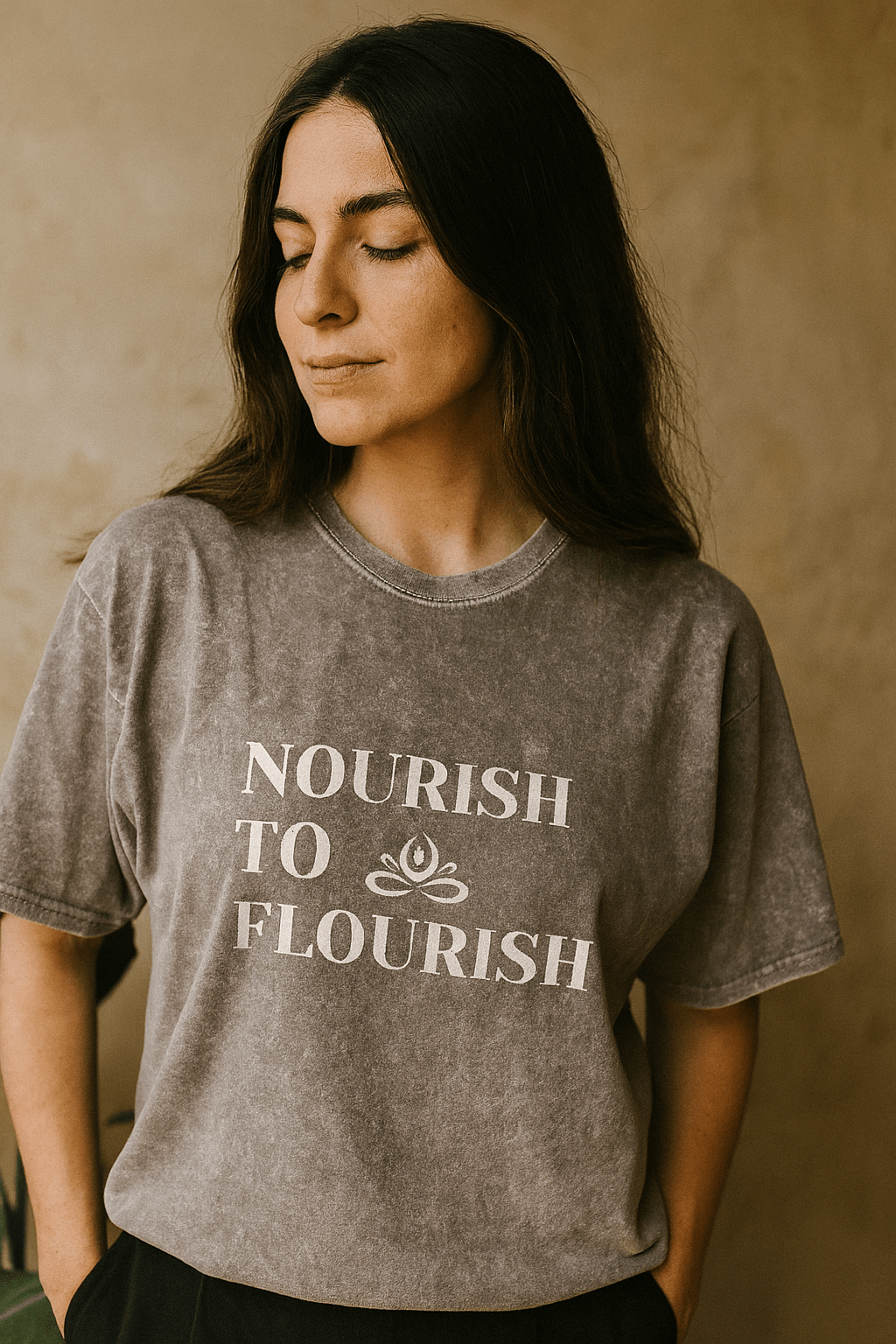 'Nourish to Flourish' Mineral Wash 100% Cotton T - Hyaluxe Body