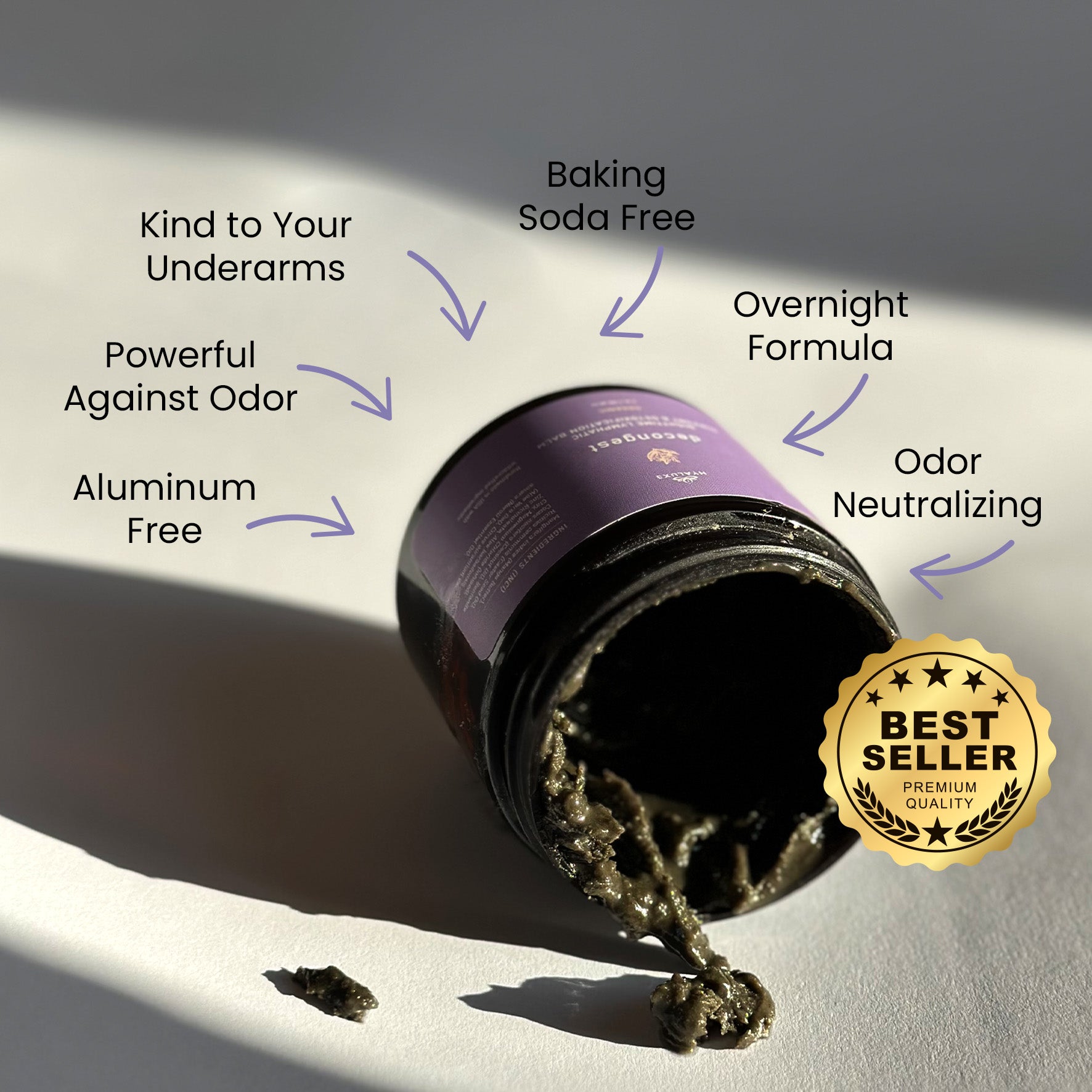 DECONGEST: Overnight Lymphatic Drainage & Natural Deodorant Balm | Aluminum-Free Night Detox