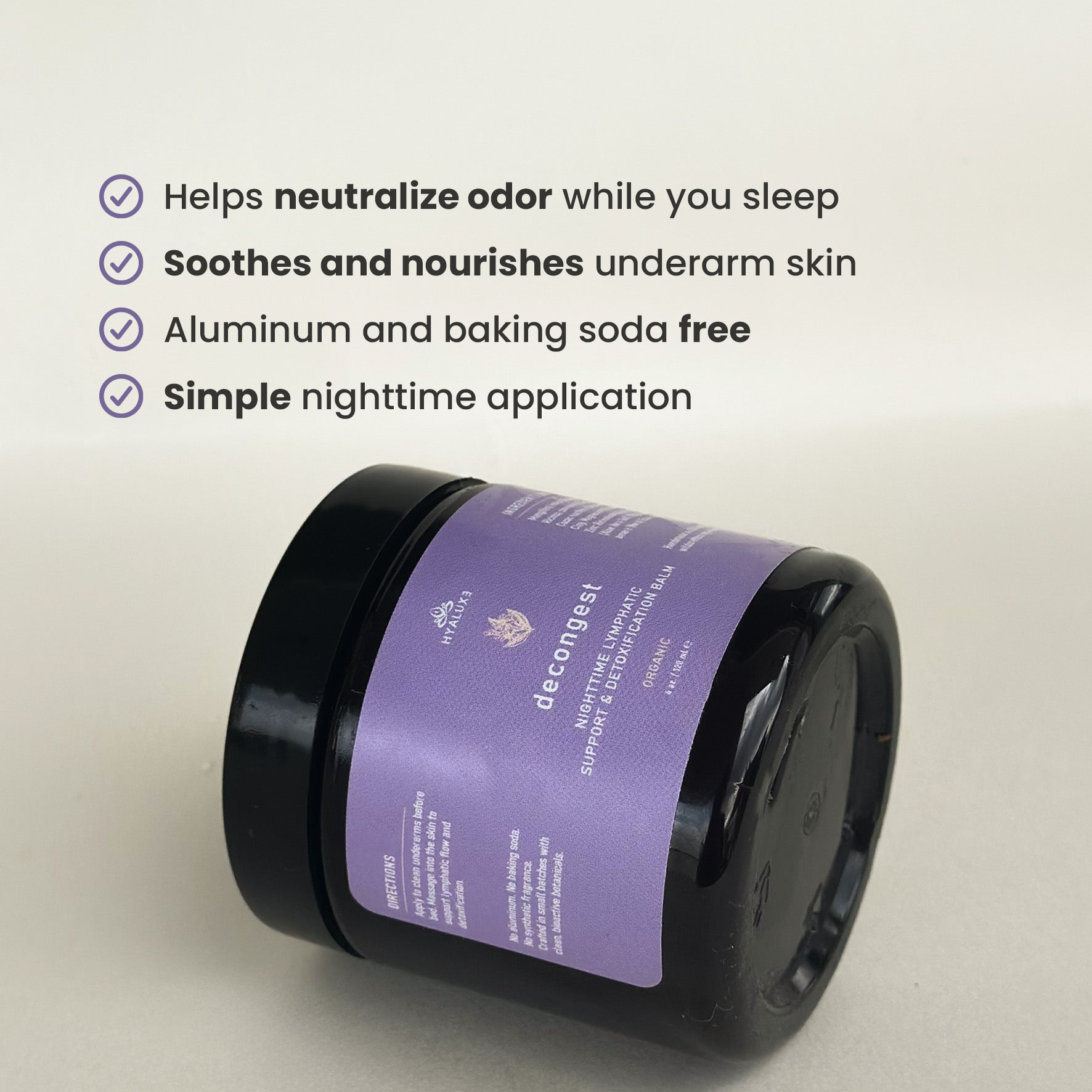 DECONGEST: Overnight Lymphatic Drainage & Natural Deodorant Balm | Aluminum-Free Night Detox