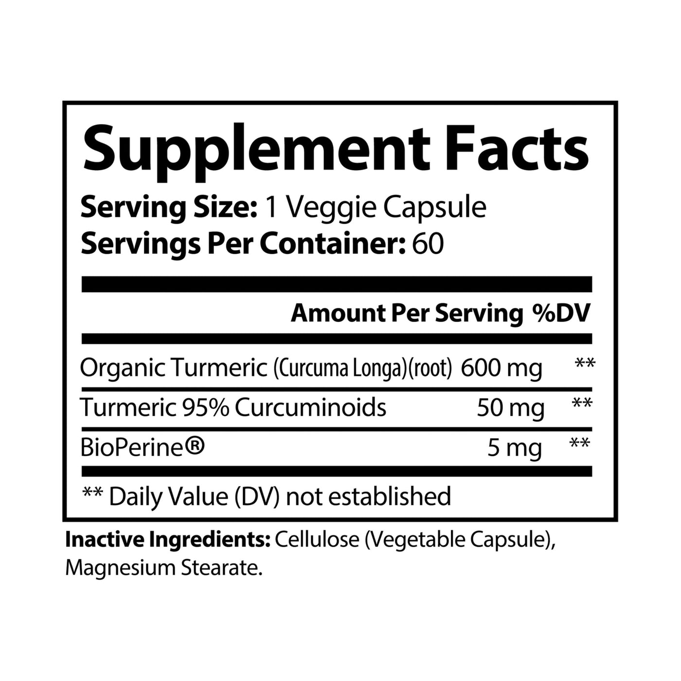 VITALITY: Turmeric with BioPerine® (Black Pepper Fruit Extract) Supplement - Hyaluxe Body