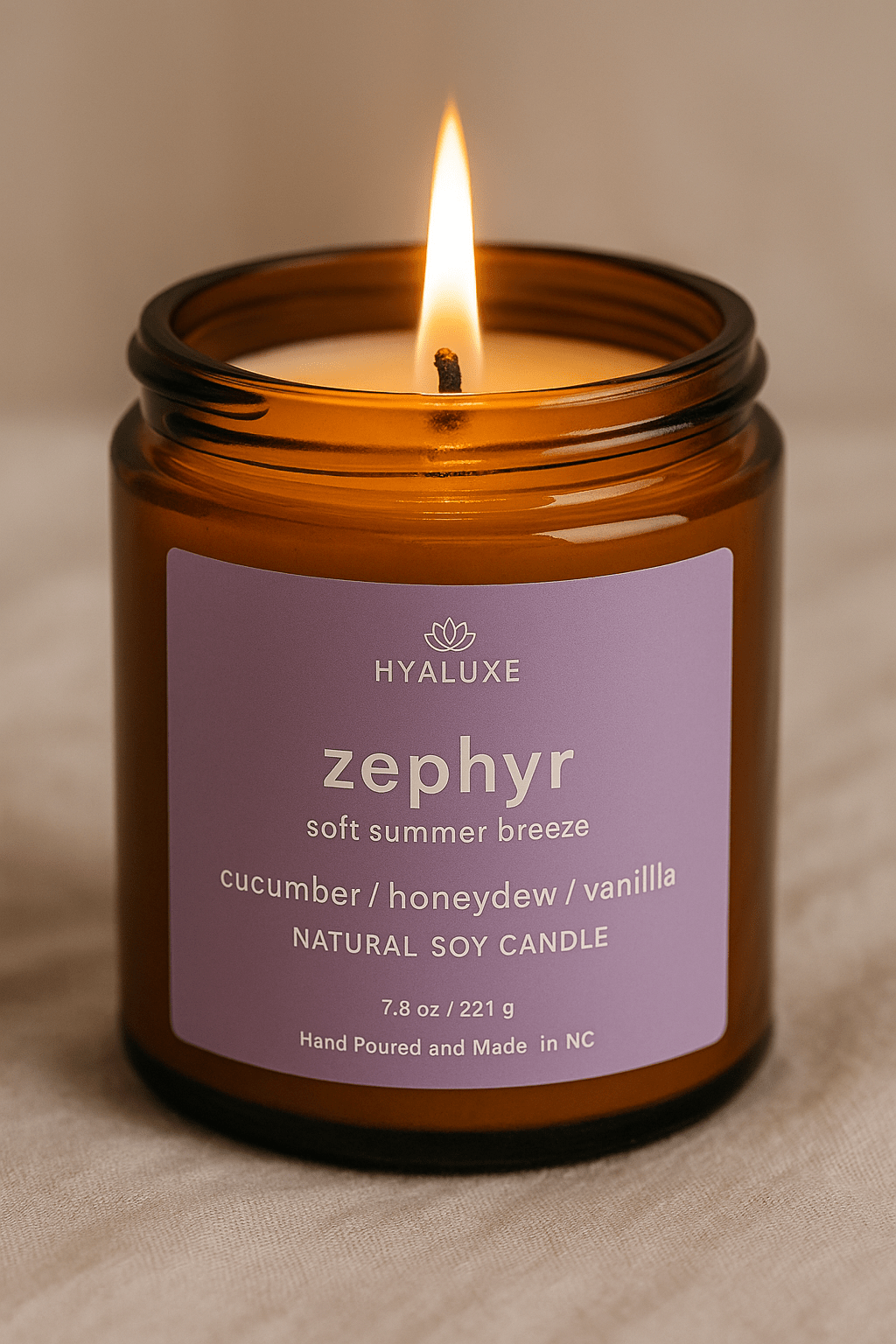 Zephyr Honeydew Melon Summer Breeze Natural Soy Candle - Hyaluxe Body
