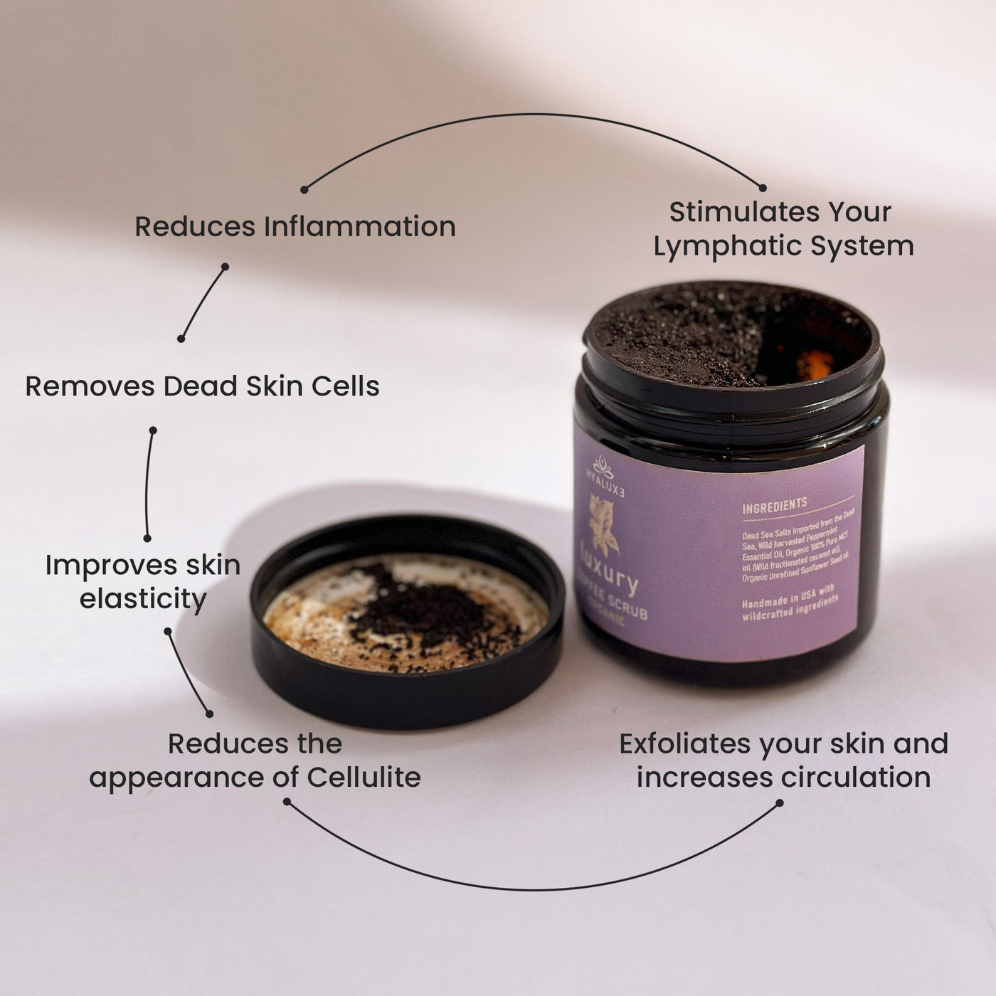 Deluxe Cellulite Skin Repair Coffee Scrub with Brush - Hyaluxe Body