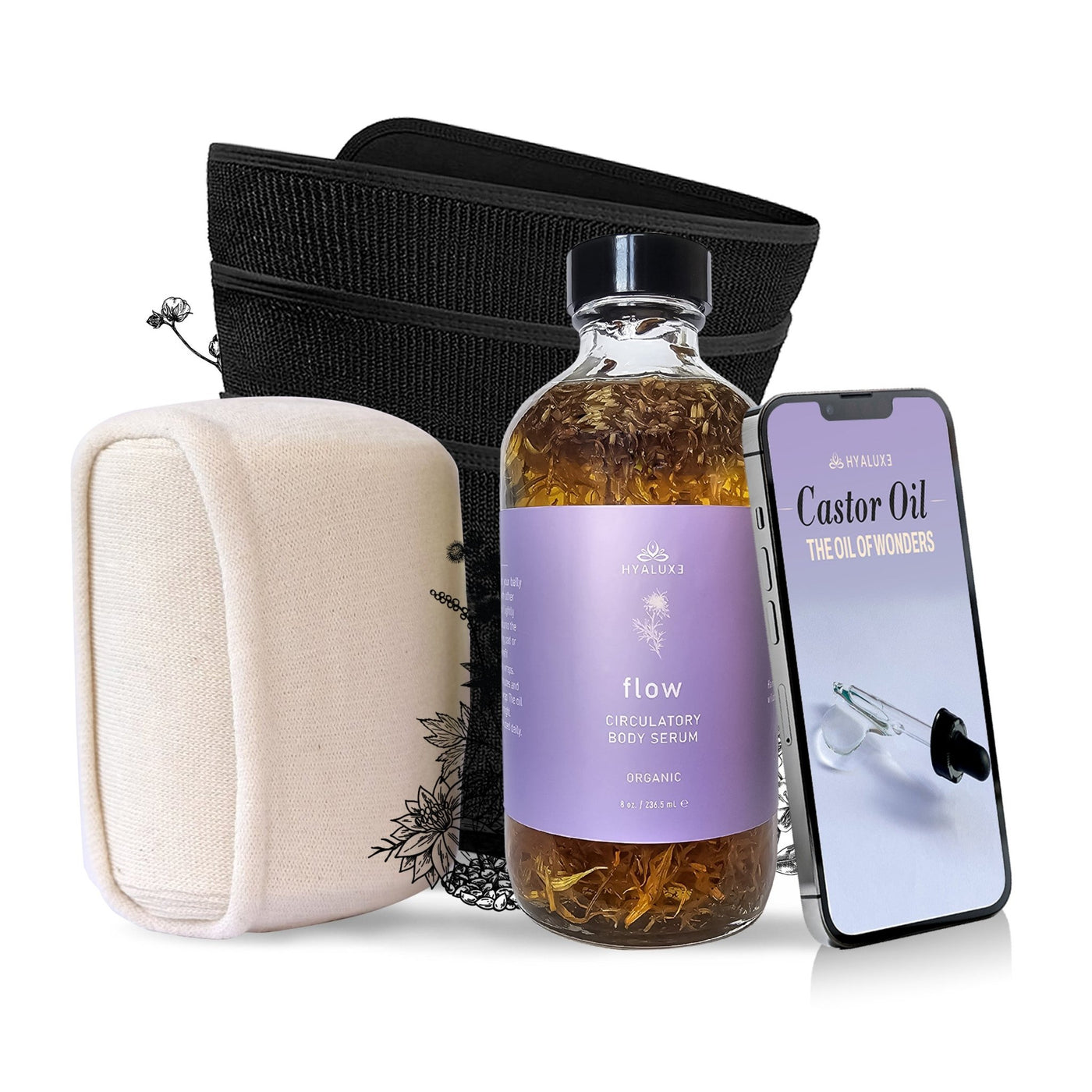 FLOW bundle with Cotton Wrap, Benefit Enhancement Wraps and Guide - Hyaluxe Body