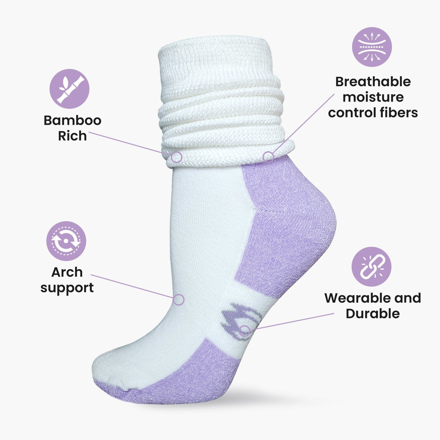 Luxury Women's Lavender Slouch/Scrunch Sock - Hyaluxe Body
