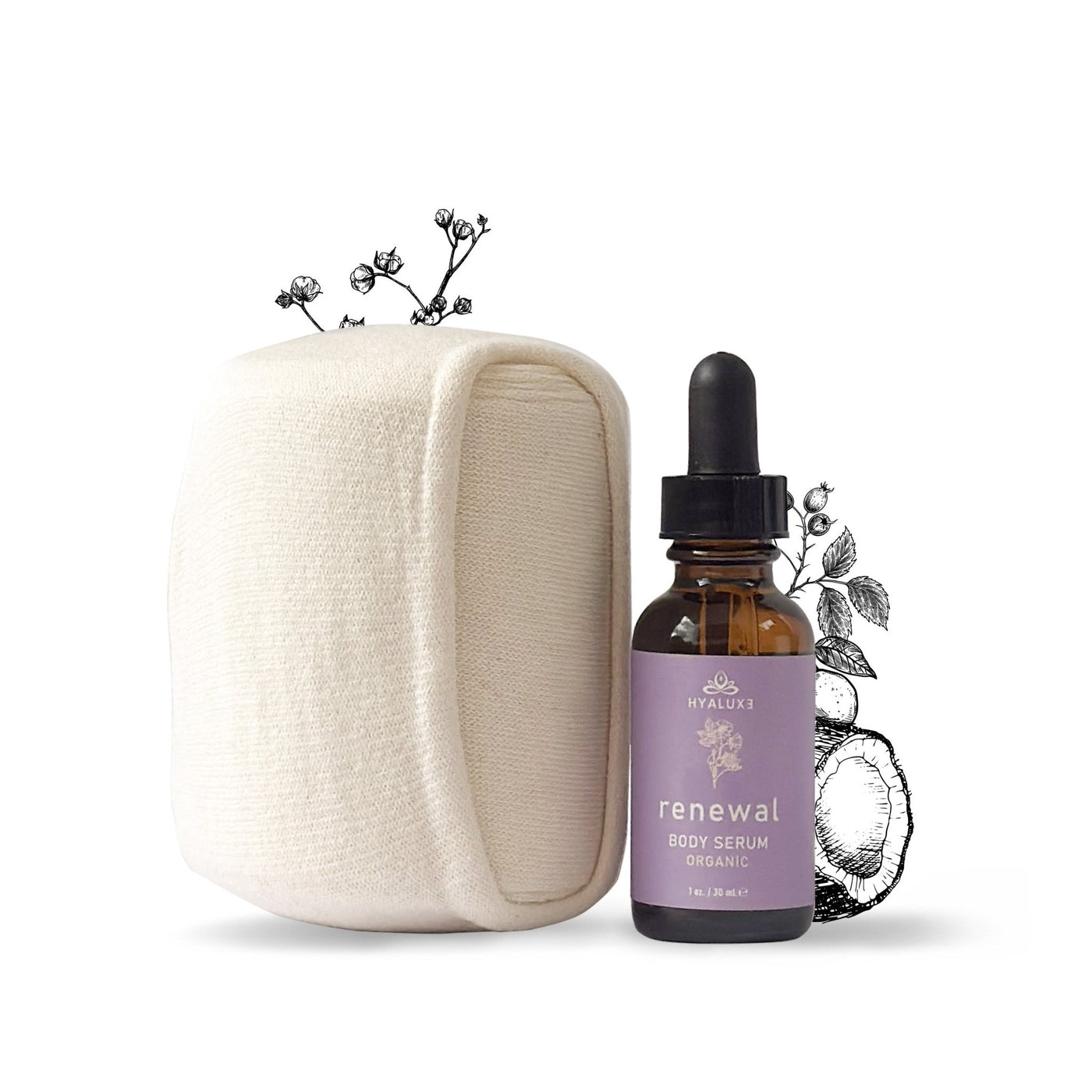 RENEWAL: Scar and Stretchmark Serum with Organic Cotton Wrap - Hyaluxe Body