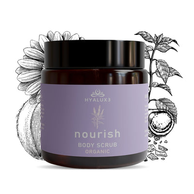Sea Scrub : Skin Soothing, perfecting and Replenishment Scrub with Body Brush - Hyaluxe Body