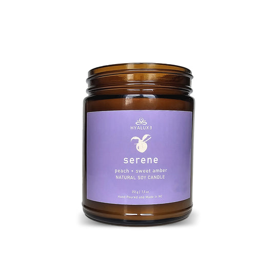 Serene Peach & Amber Natural Soy Candle - Hyaluxe Body