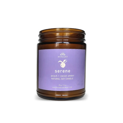 Serene Peach & Amber Natural Soy Candle - Hyaluxe Body