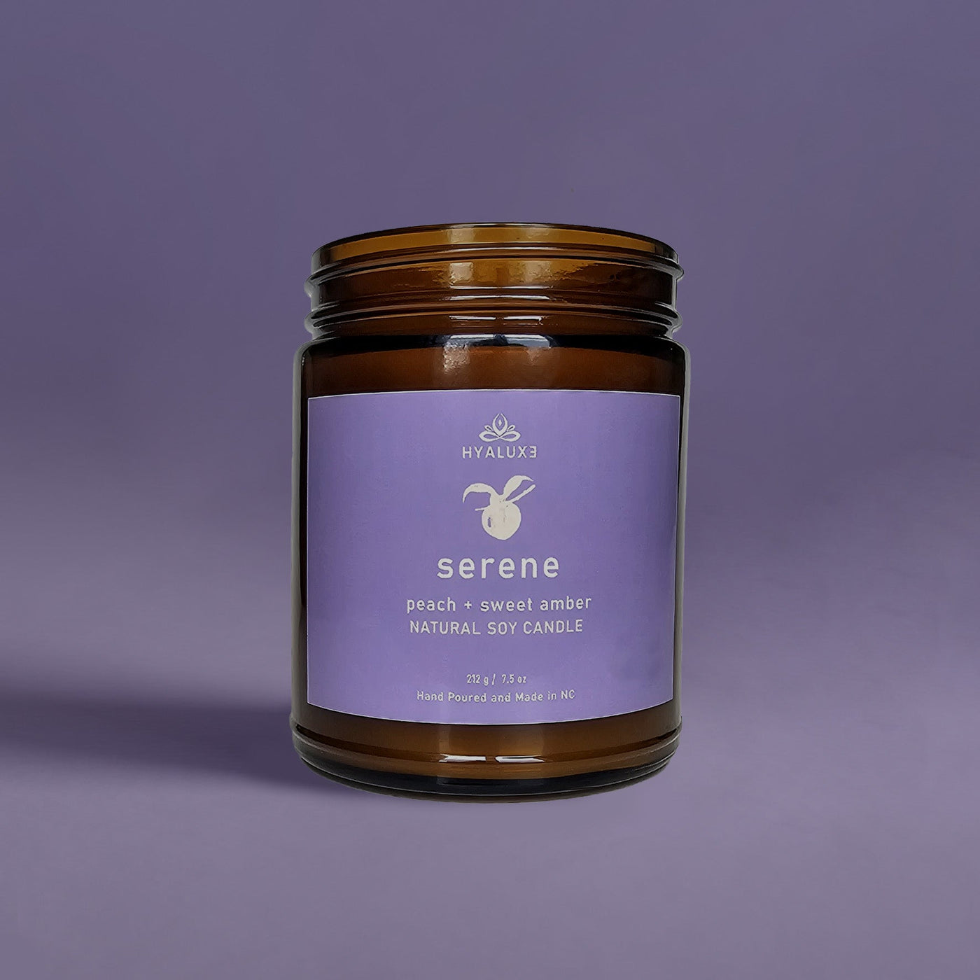 Serene Peach & Amber Natural Soy Candle - Hyaluxe Body